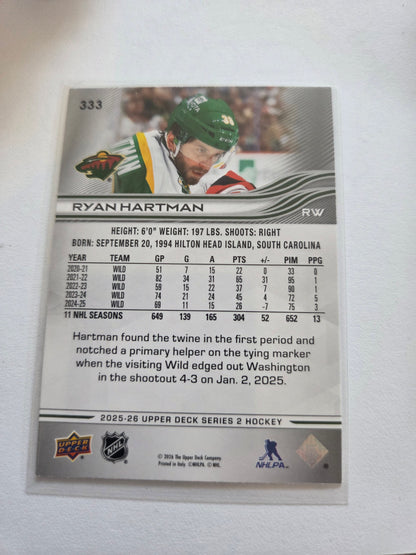 Ryan Hartman Upper Deck Series 2 #333 [Minnesota Wild]