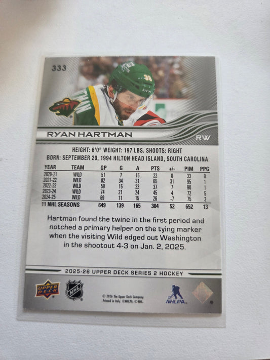 Ryan Hartman Upper Deck Series 2 #333 [Minnesota Wild]