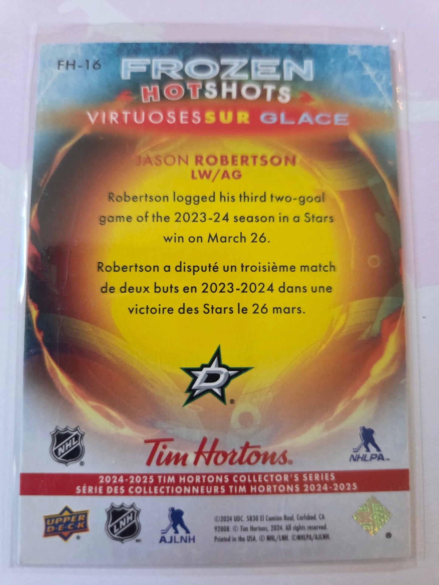 Jason Robertson Upper Deck Frozen Hot Shots [Dallas Stars]
