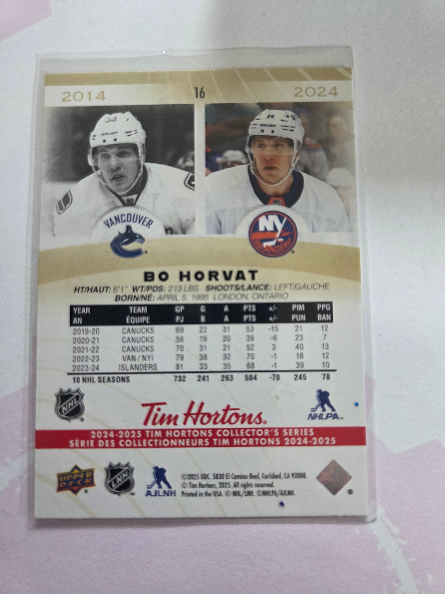 Bo Horvat Tim Hortons Upper Deck #16 [New York Islanders]