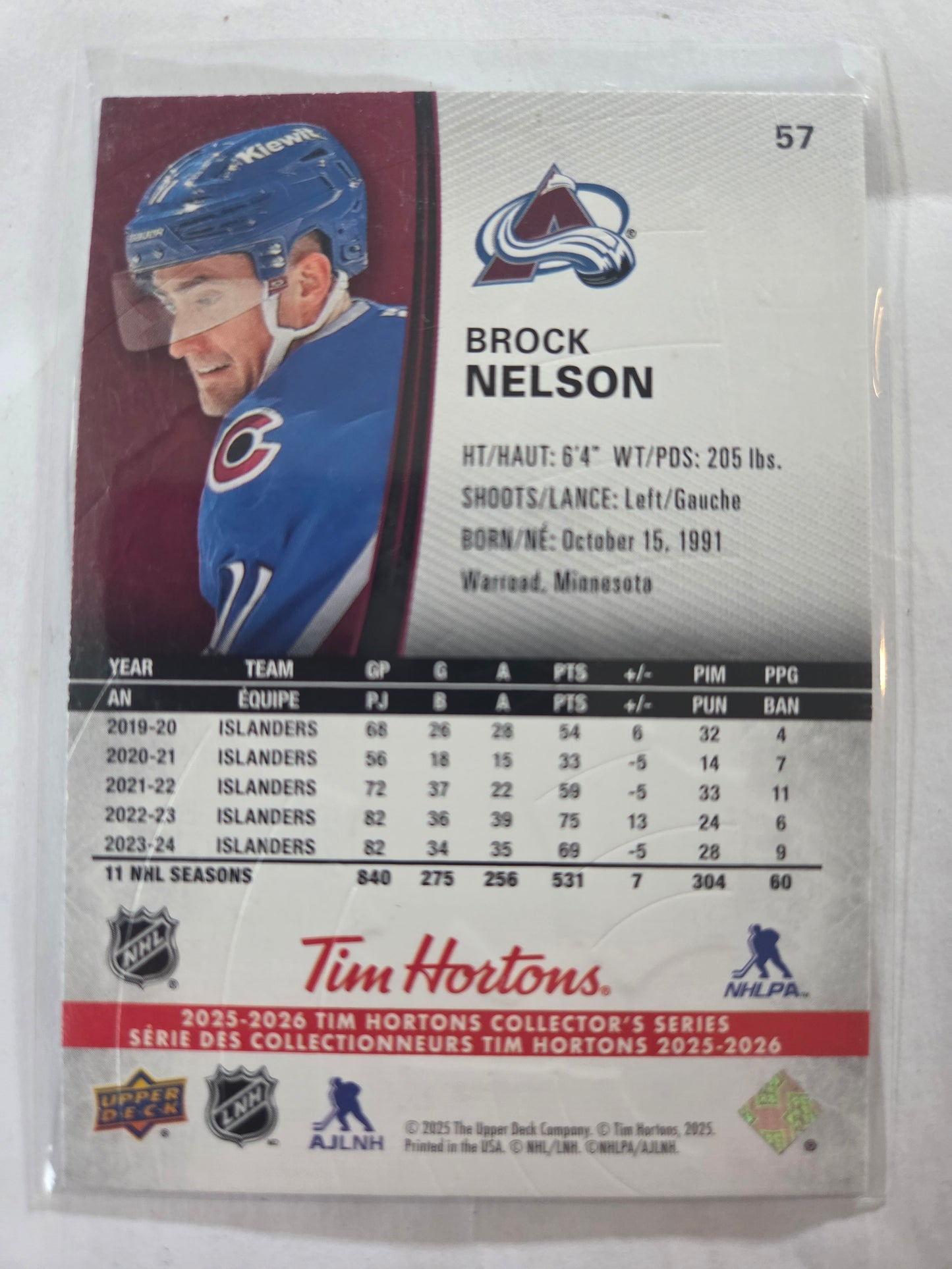 Brock Nelson Upper Deck Tim Hortons #57 [Colorado Avalanche]