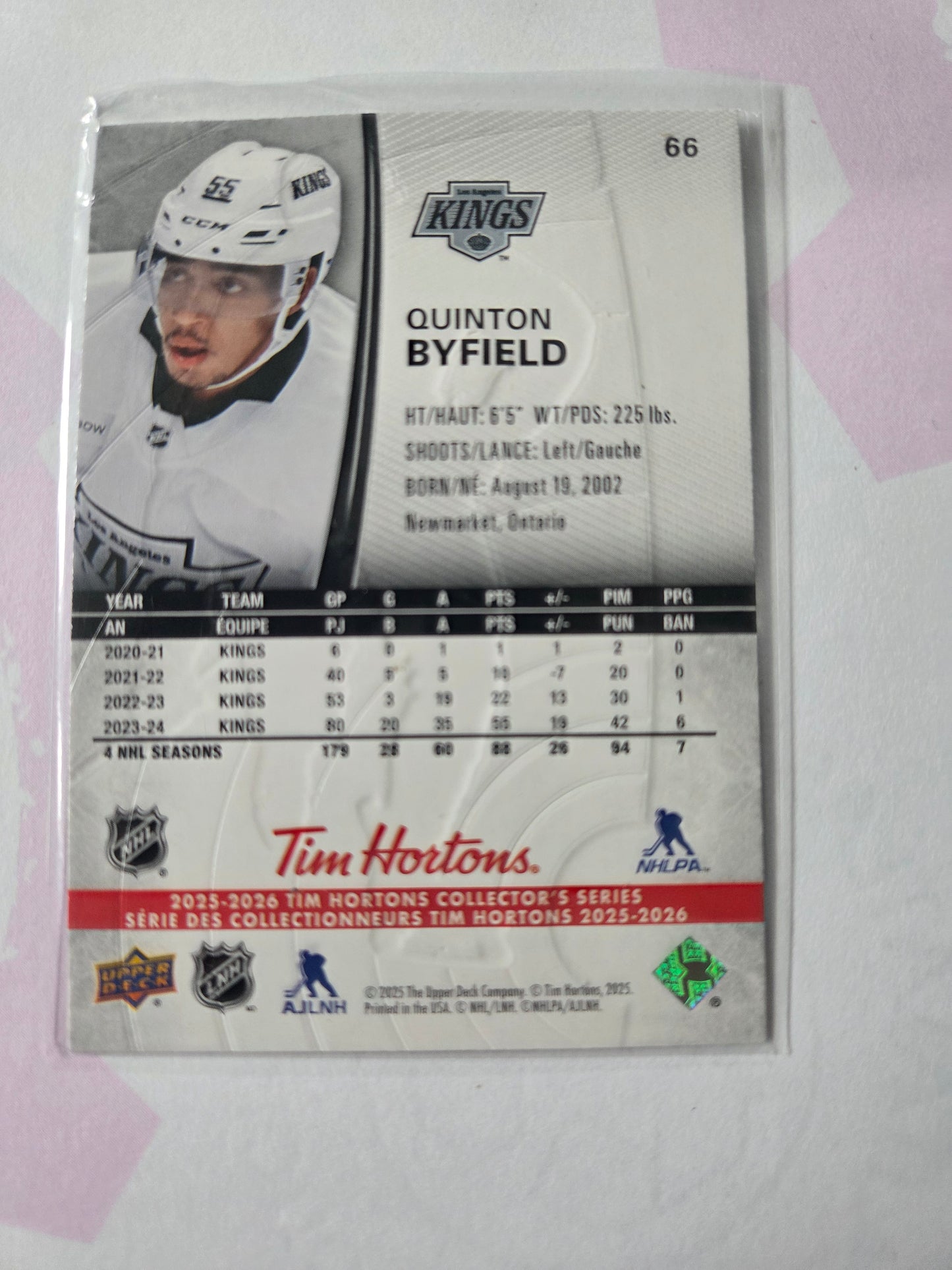 Quinton Byfield Upper Deck Tim Hortons #66 [Los Angeles Kings]