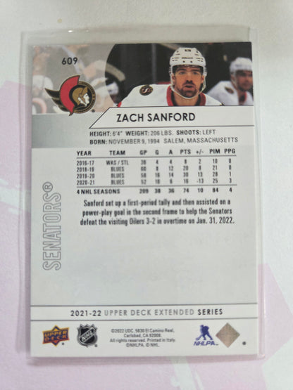 Zach Sanford Upper Deck Extended Series #609 [Ottawa Senators]