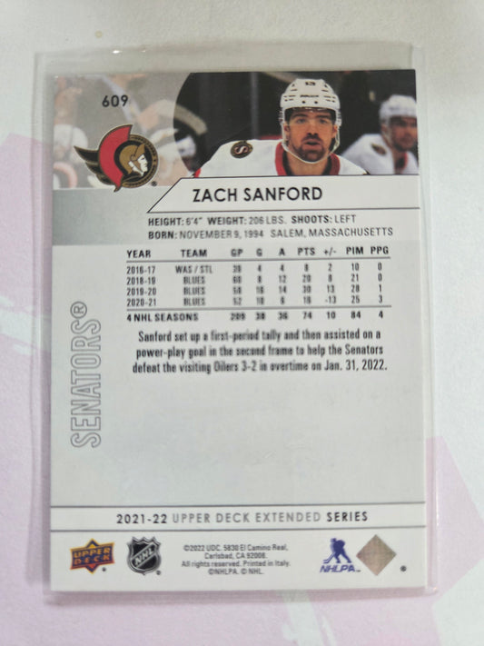 Zach Sanford Upper Deck Extended Series #609 [Ottawa Senators]