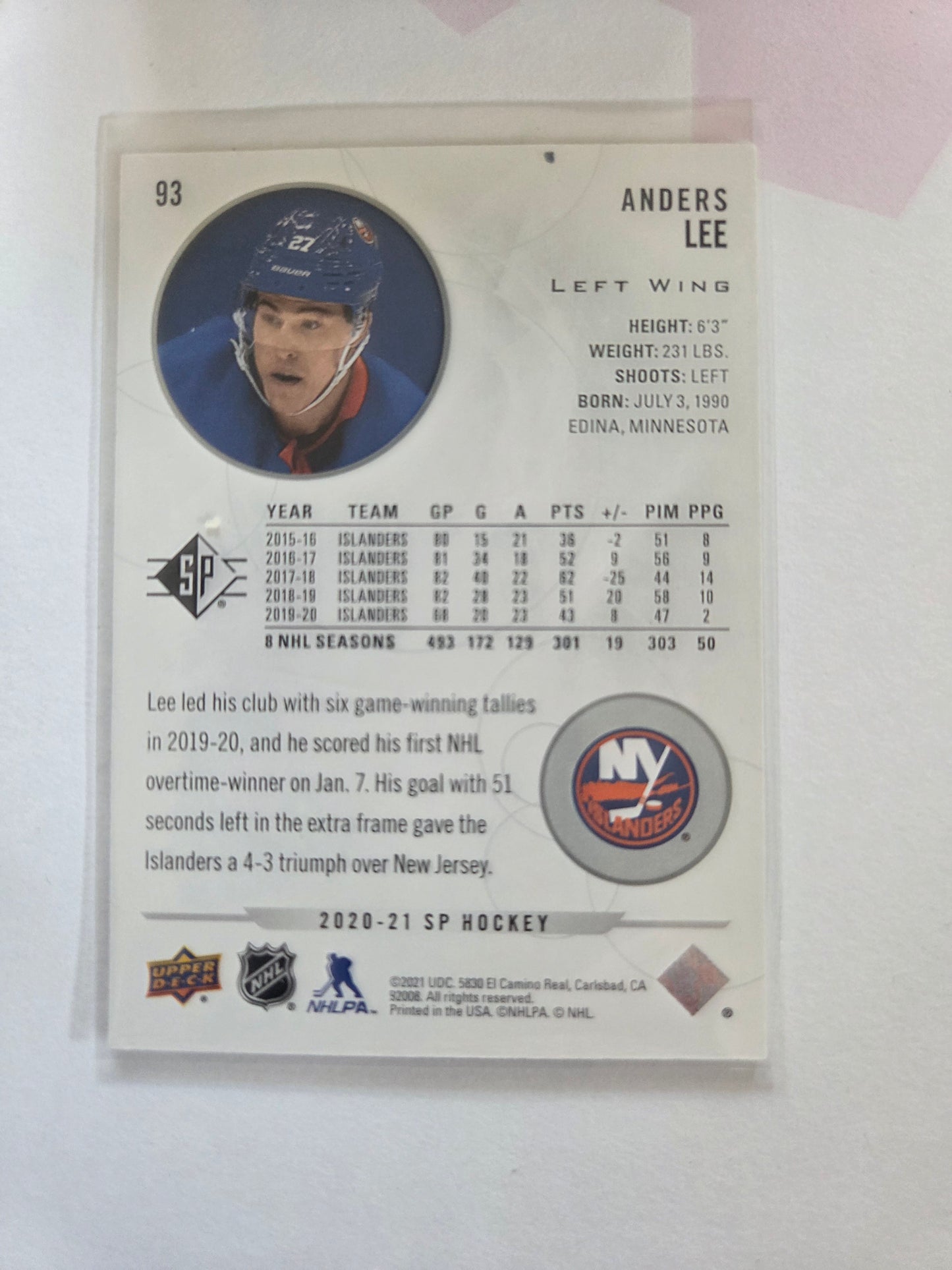 Anders Lee SP Hockey #93 [New York Islanders]