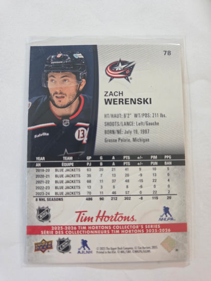 Zach Werenski Upper Deck Tim Hortons #78 [Columbus Blue Jackets]