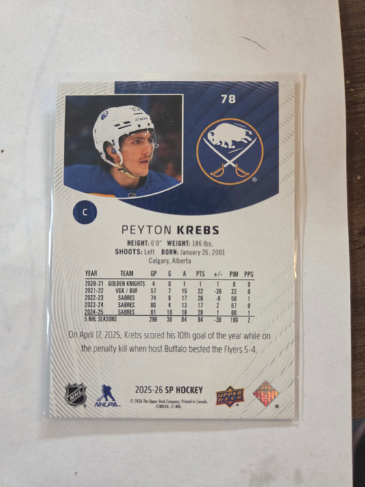 Peyton Krebs SP Hockey #78 [Buffalo Sabres]