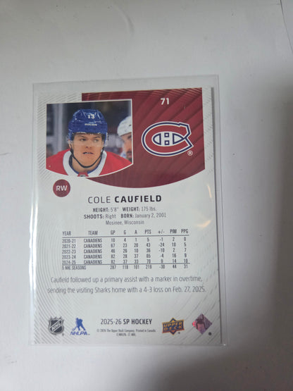 Cole Caufield SP Hockey #71 [Montreal Canadians]