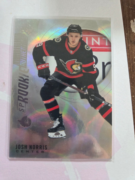 Josh Norris SP Hockey Silver Foil Rookie Authentics #135 [Ottawa Senators]