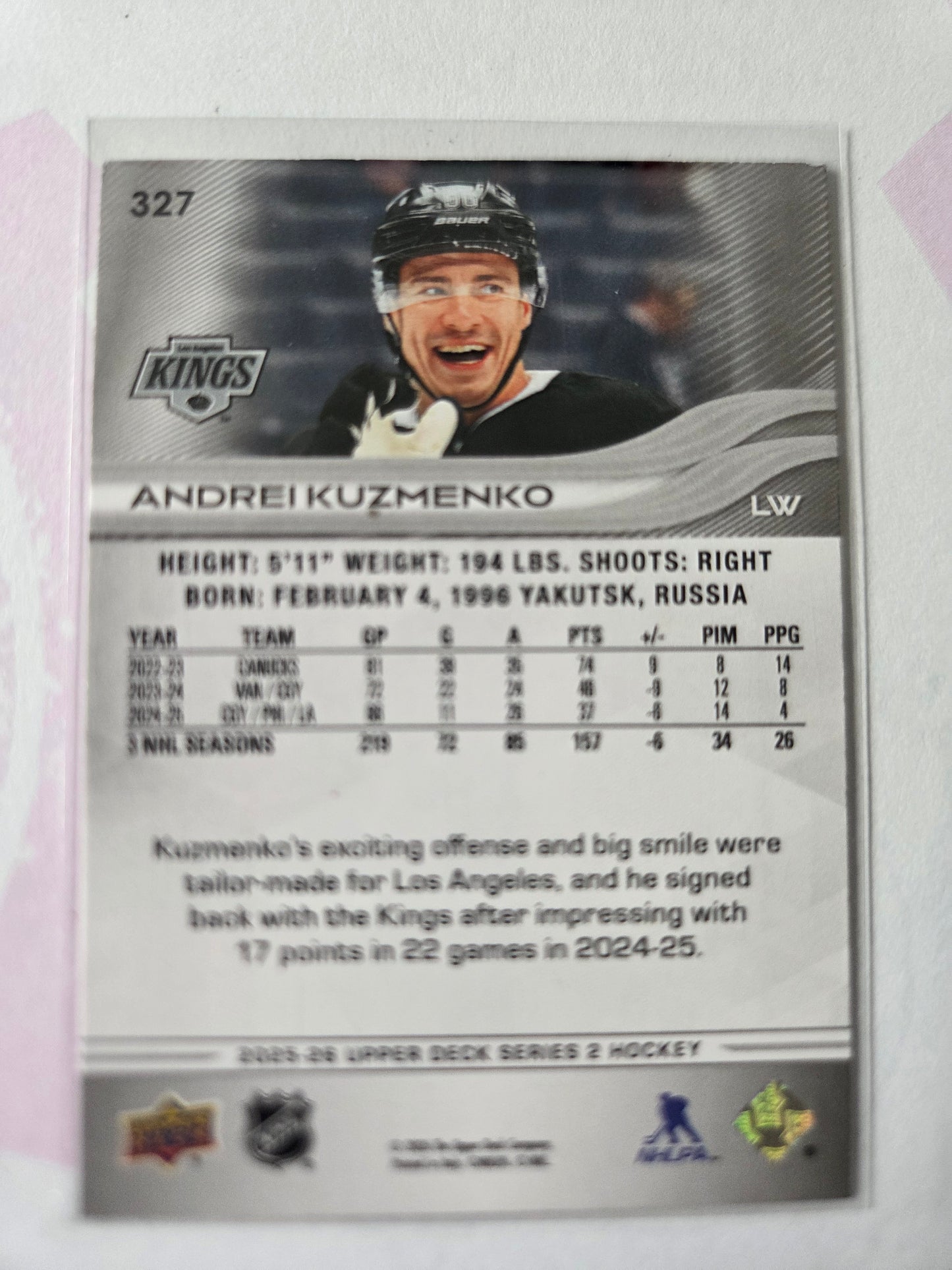 Andrei Kuzmenko Upper Deck Series 2 #327 [Los Angeles Kings]