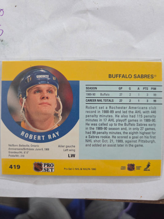 Robert Ray NHL Pro Set #419 [Buffalo Sabres]