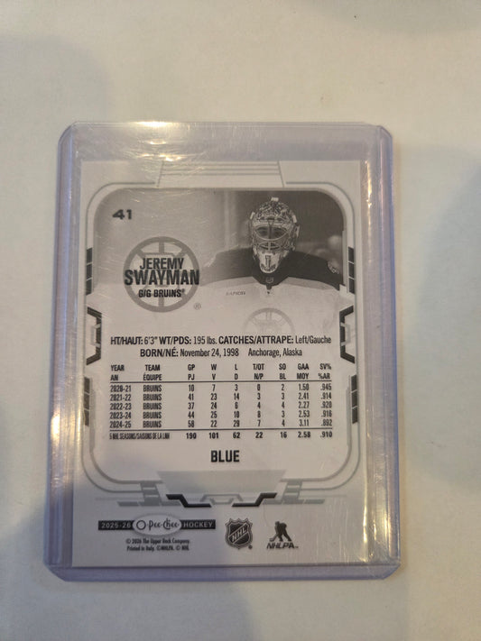 Jeremy Swayman Blue O-Pee-Chee Hockey #41 [Boston Bruins]