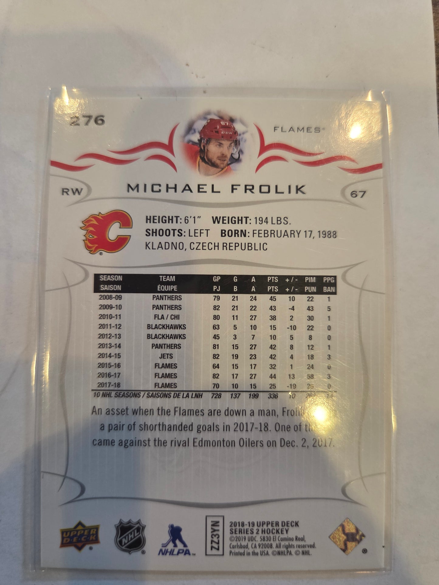 Michael Frolik Upper Deck Series 2 #276 [Calgary Flames]