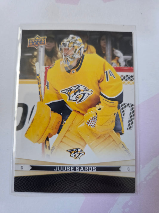 Juuse Saros/Roman Josi Tim Hortons Upper Deck #9 [Nashville Predators]