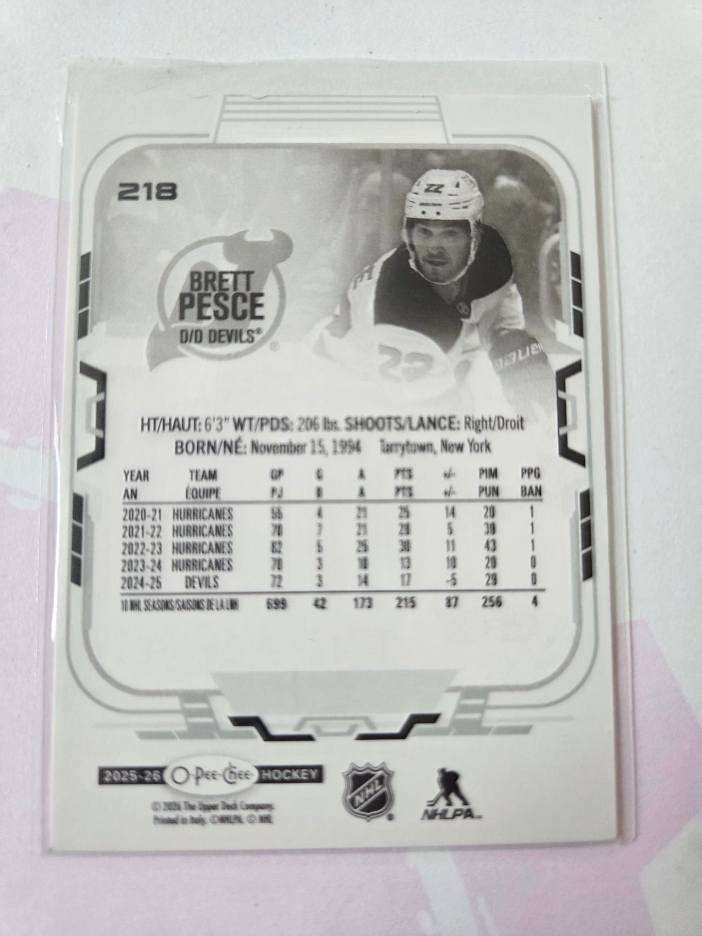 Brett Pesce O-Pee-Chee Hockey #218 [New Jersey Devils]