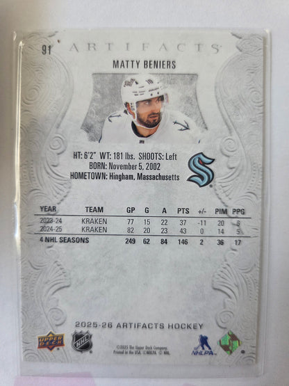 Matty Beniers Upper Deck Artifacts Hockey #91 [Seattle Kraken]