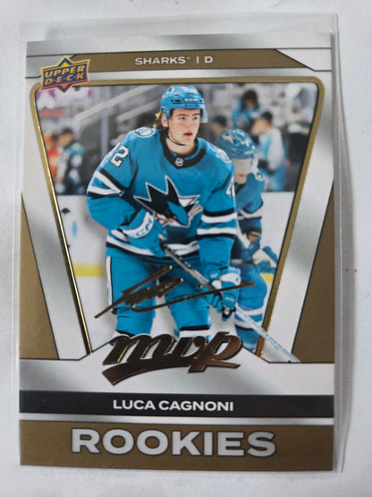 Luca Cagnoni Upper Deck MVP Hockey Signed Gold Script Rookies #245 [San Jose Sharks]