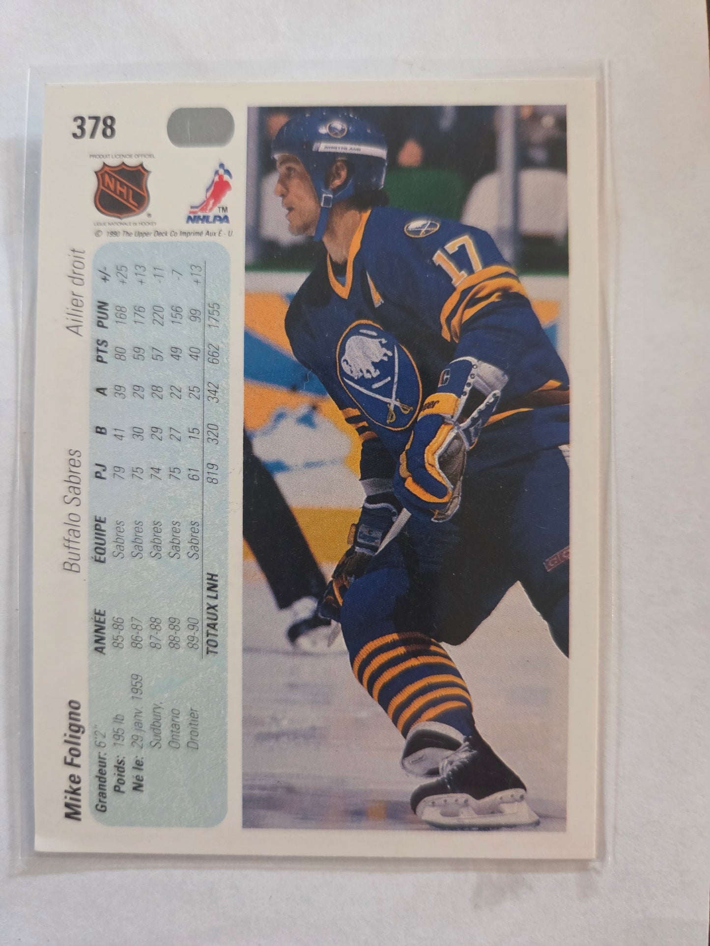 Mike Foligno 90/91 Upper Deck #378 [Buffalo Sabres]