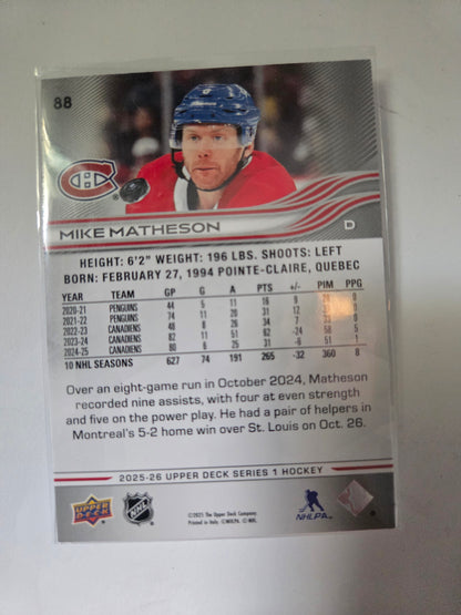 Mike Matheson Upper Deck Series 1 #88 [Montreal Canadians]