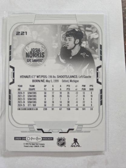 Josh Norris O-Pee-Chee Hockey #221 [Buffalo Sabres]
