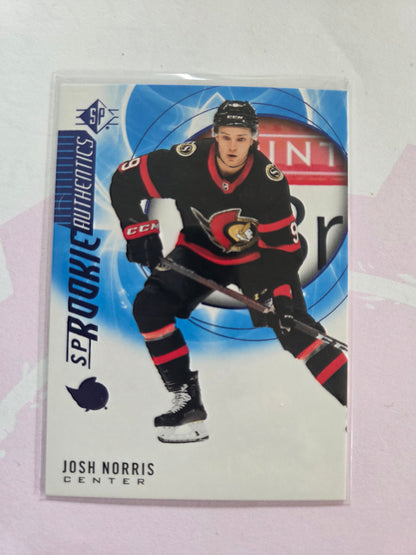 Josh Norris Blue SP Hockey Rookie Authentics #135 [Ottawa Senators]