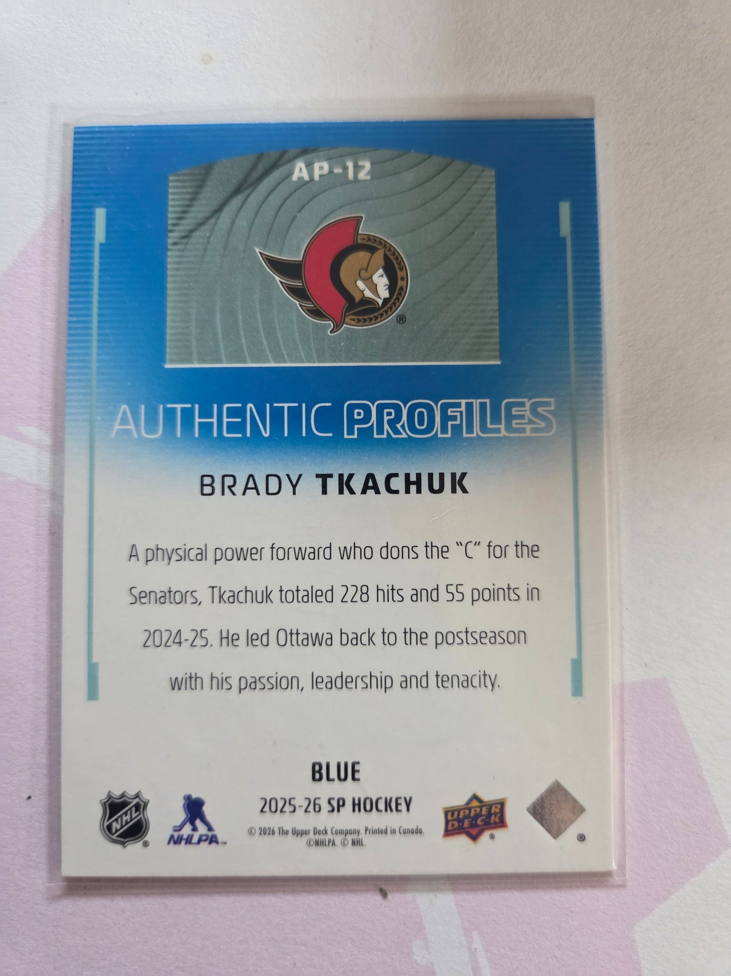 Brady Tkachuk Blue SP Hockey Authentic Profiles [Ottawa Senators]