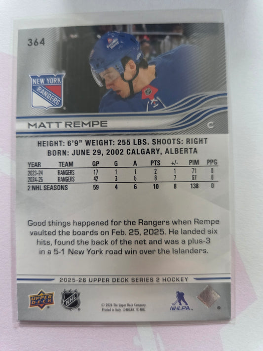 Matt Rempe Upper Deck Series 2 #364 [New York Rangers]