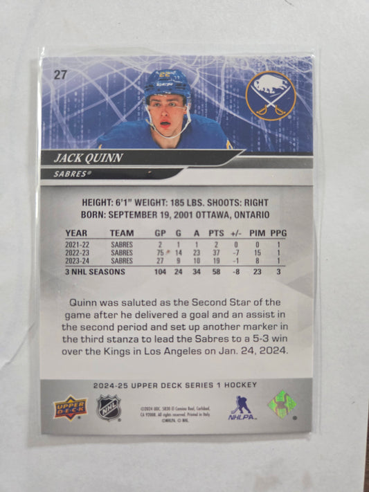 Jack Quinn Upper Deck Series 1 Hockey #27 [Buffalo Sabres]