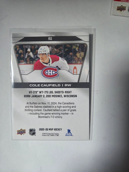 Cole Caufield Upper Deck MVP Hockey #193 [Montreal Canadians]