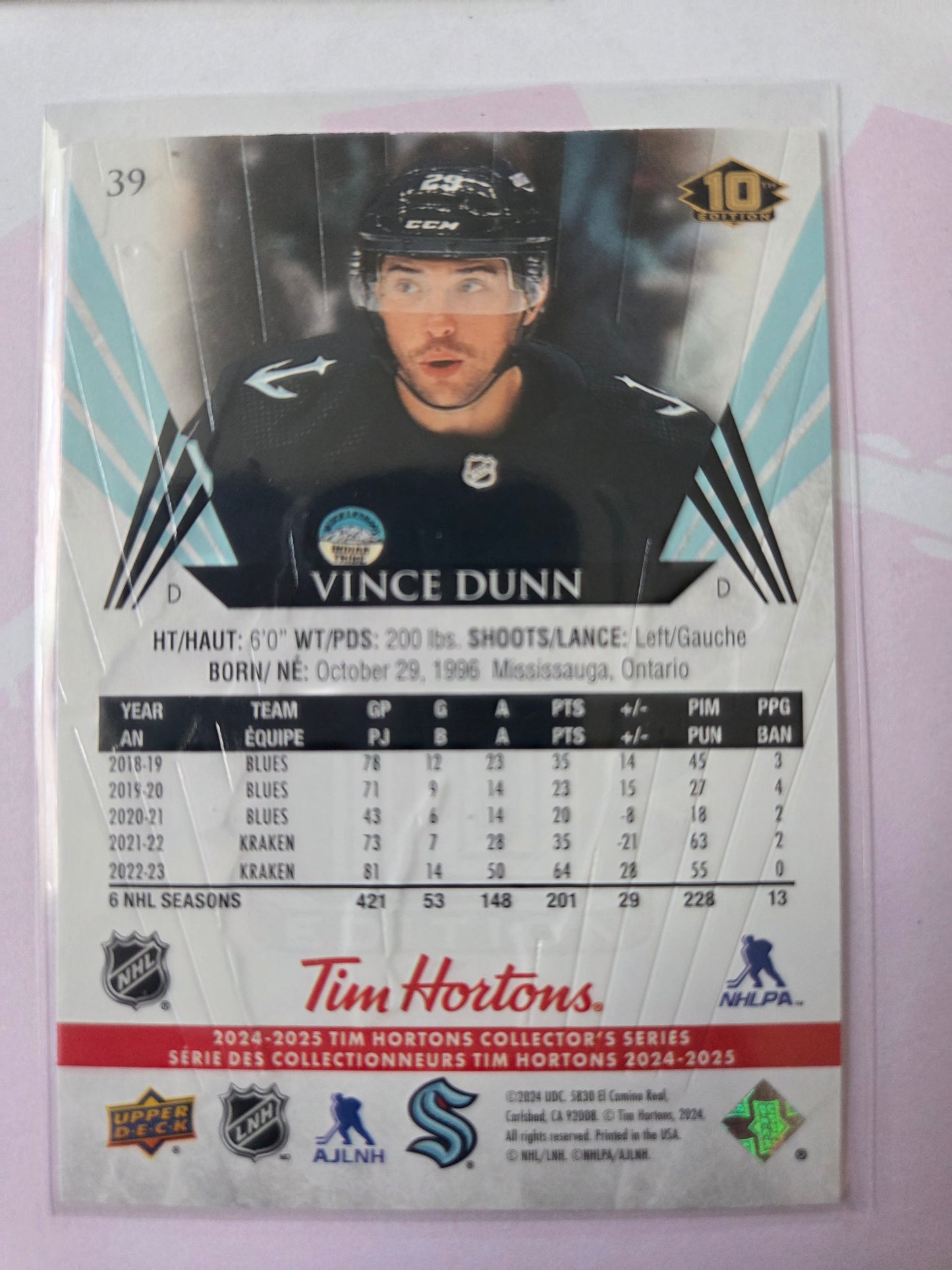 Vince Dunn Upper Deck 10th Edition #39 [Seattle Kraken]