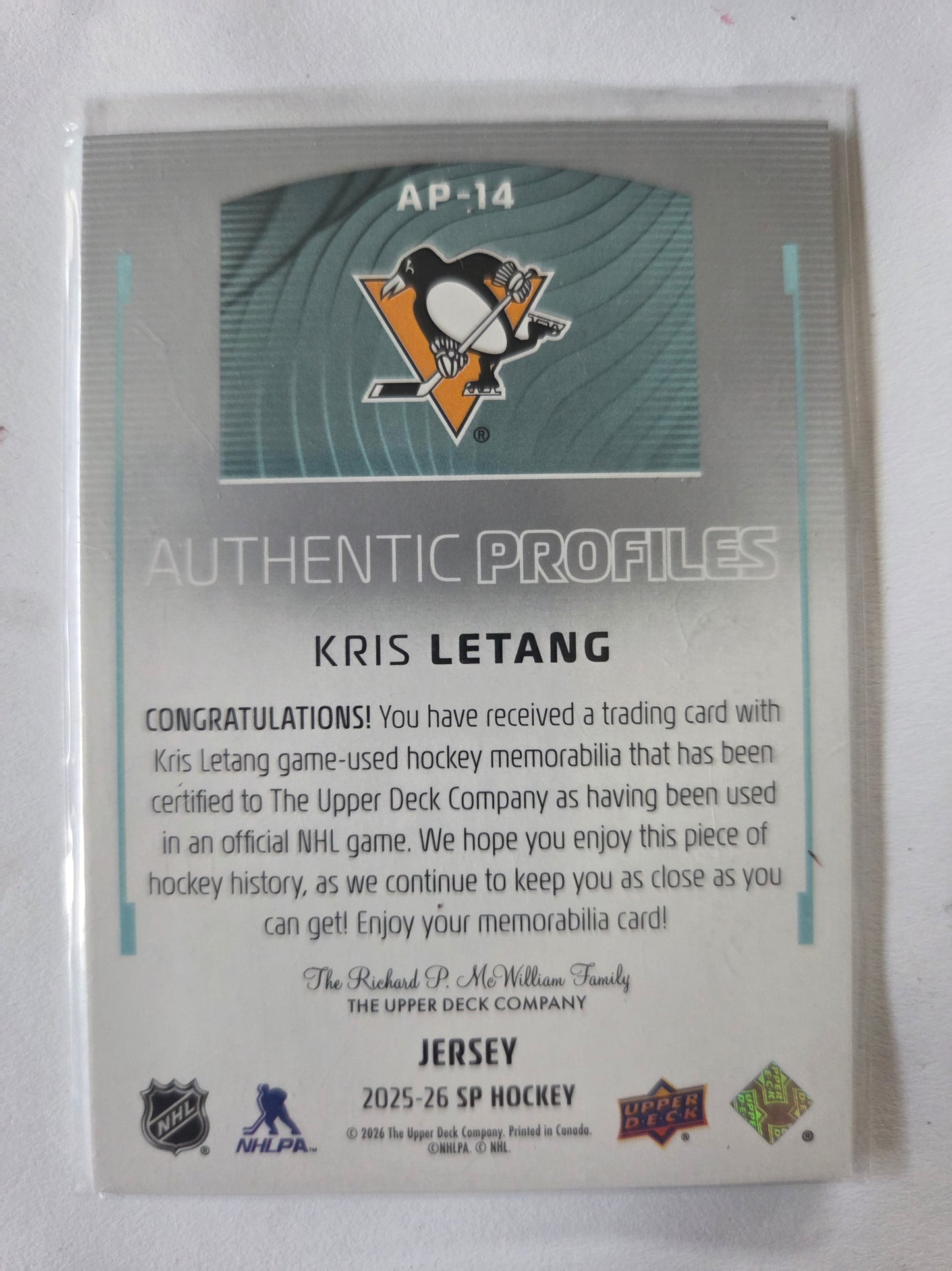 Kris Letang SP Hockey Jersey [Pittsburgh Penguins]