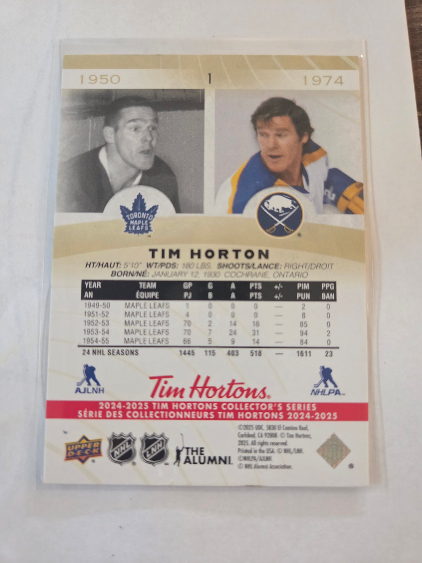 Tim Horton Upper Deck Tim Hortons #1 [Buffalo Sabres]