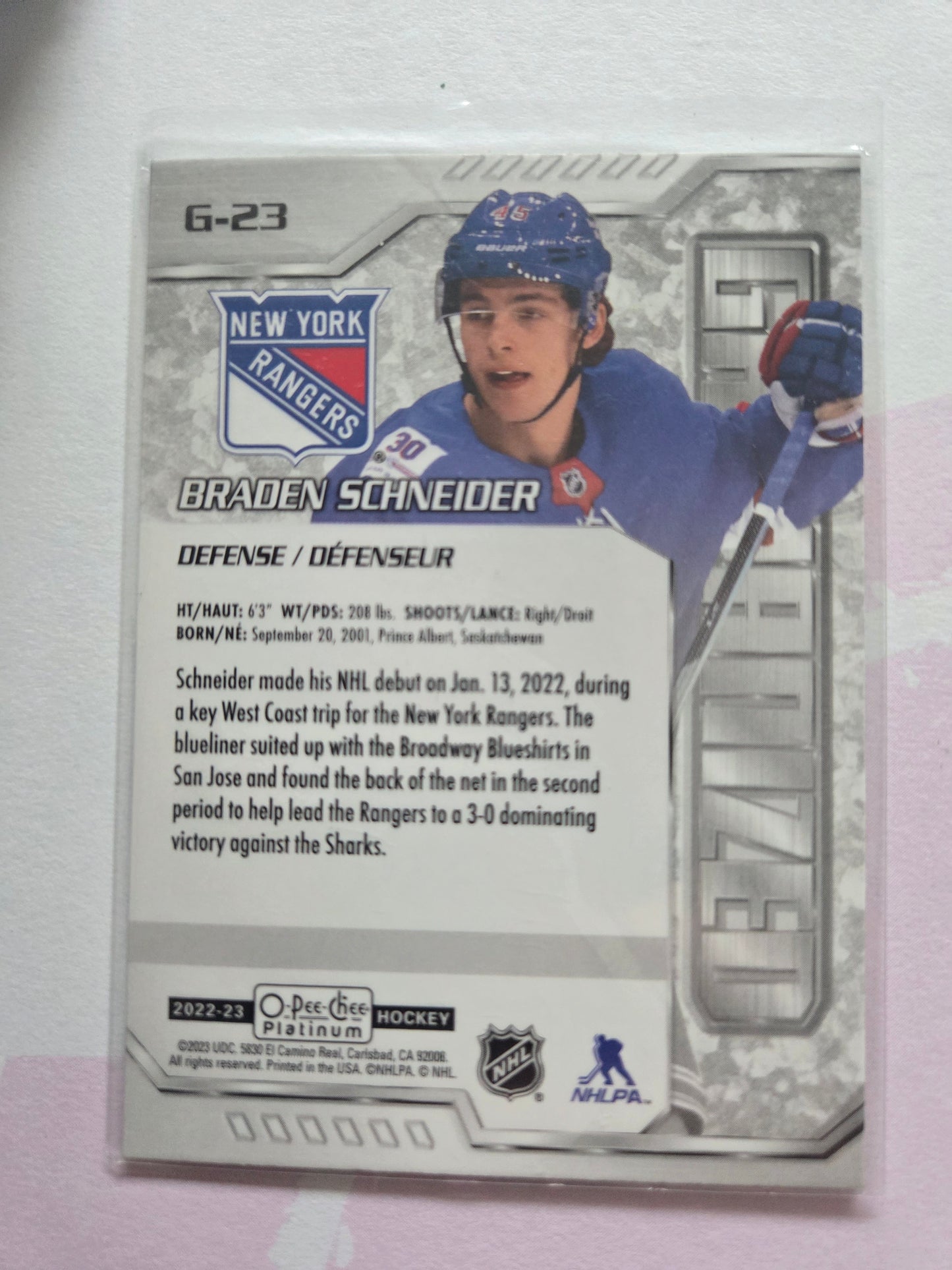 Braden Schneider O-Pee-Chee Platinum Galvanized [New York Rangers]