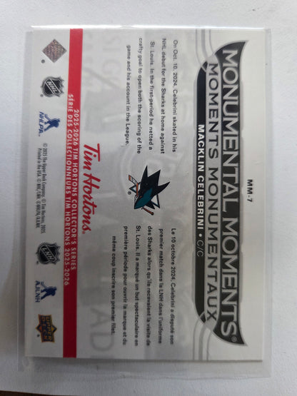 Macklin Celebrini Upper Deck Monumental Moments [San Jose Sharks]