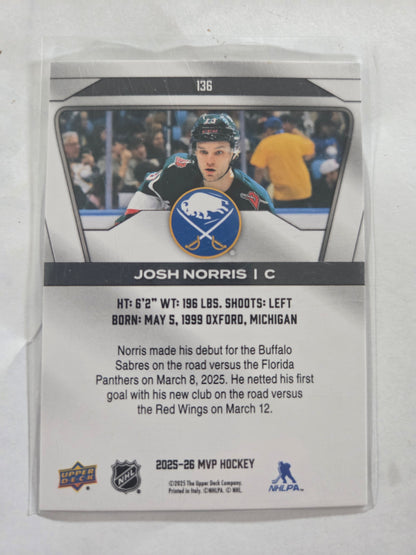 Josh Norris Upper Deck MVP Hockey #136 [Buffalo Sabres]