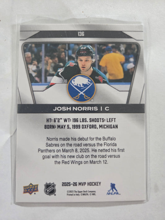 Josh Norris Upper Deck MVP Hockey #136 [Buffalo Sabres]
