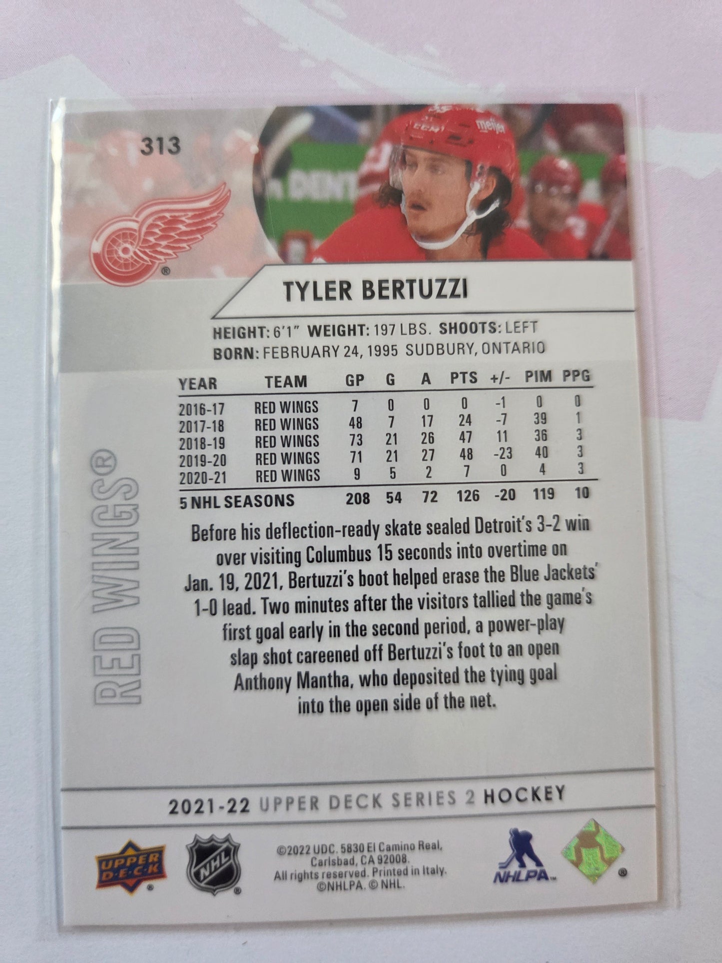 Tyler Bertuzzi Upper Deck Series 2 #313 [Detroit Red Wings]