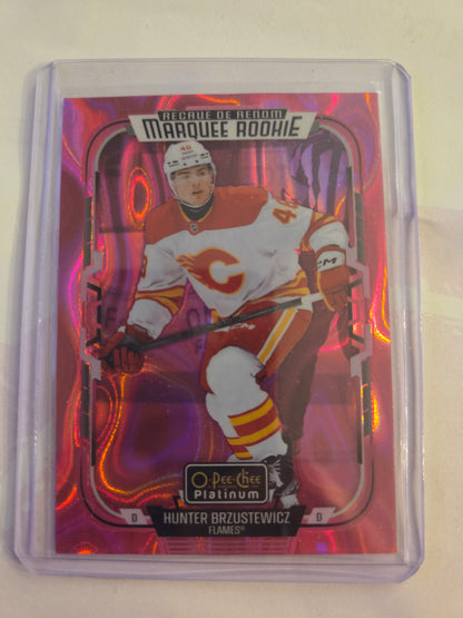 Hunter Brzustewics O-Pee-Chee Platinum Hockey Pink Magma Marquee Rookie #212 [Calgary Flames]