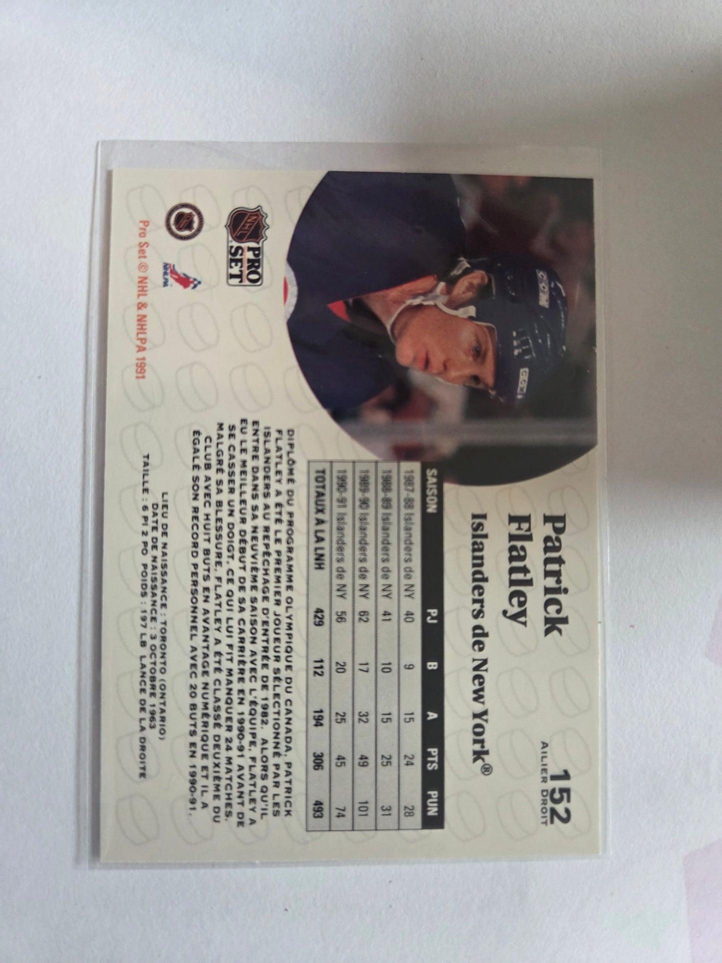 Patrick Flatley French NHL Pro Set #152 [New York Islanders]