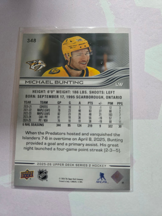 Michael Bunting Upper Deck Series 2 #348 [Nashville Predators]