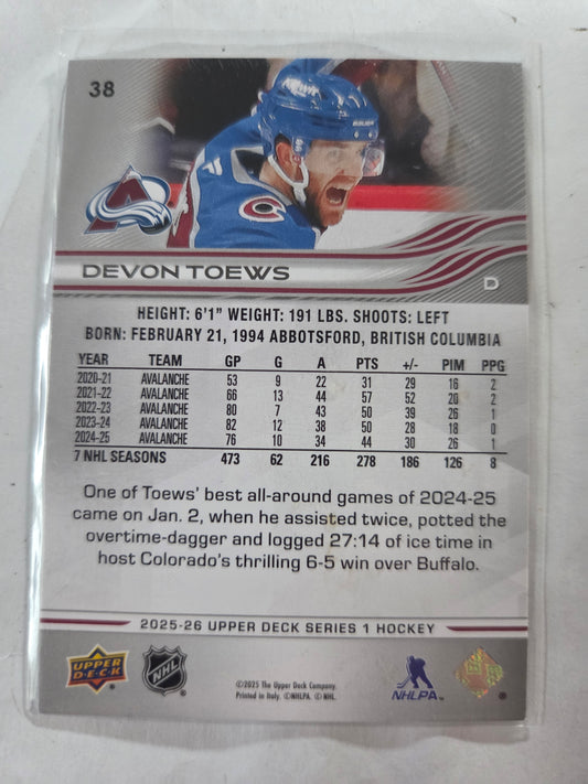 Devon Toews Upper Deck Series 1 #38 [Colorado Avalanche]