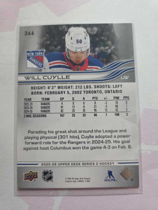 Will Cuylle Upper Deck Series 2 #366 [New York Rangers]