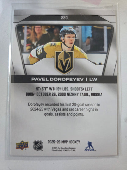 Pavel Dorofeyev Upper Deck MVP Hockey #220 [Las Vegas Golden Knights]