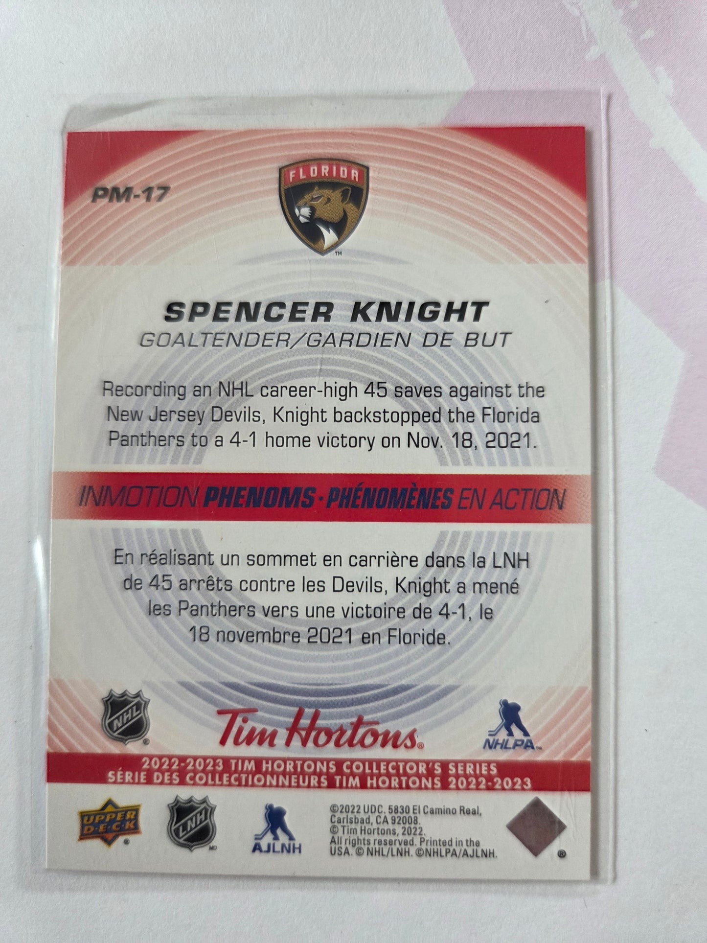 Spencer Knight Upper Deck Inmotion Phenoms [Florida Panthers]