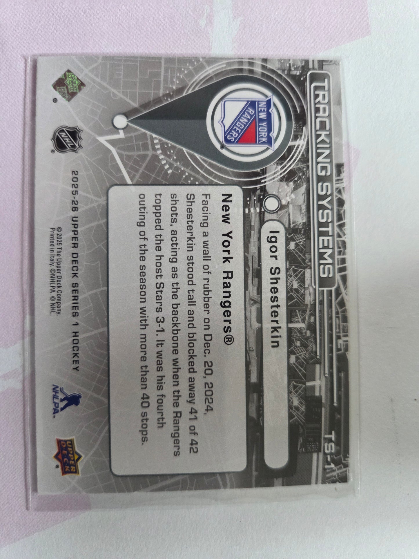 Igor Shesterkin Upper Deck Series 1 Tracking Systems [New York Rangers]