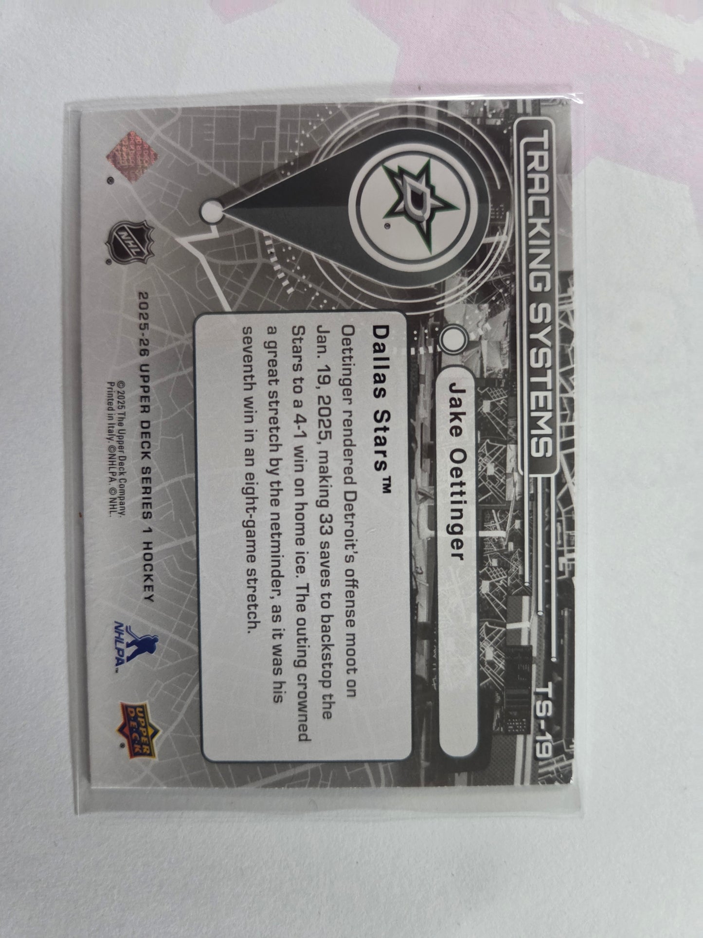 Jake Oettinger Upper Deck Series 1 Tracking Systems [Dallas Stars]