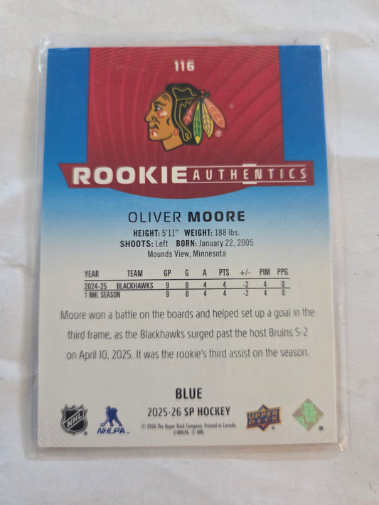 Oliver Moore Blue SP Hockey #116 [Chicago Blackhawks]