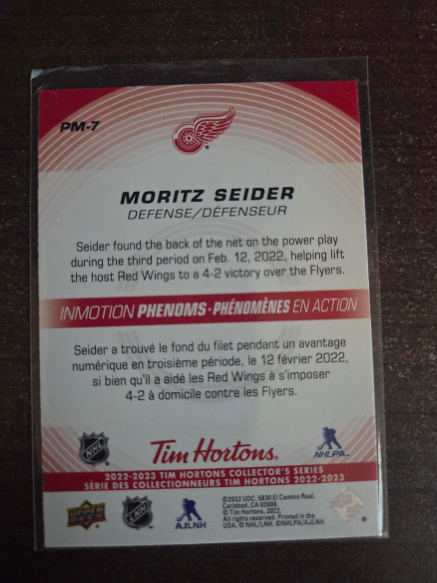 Moritz Seider Upper Deck Inmotion Phenoms [Detroit Red Wings]