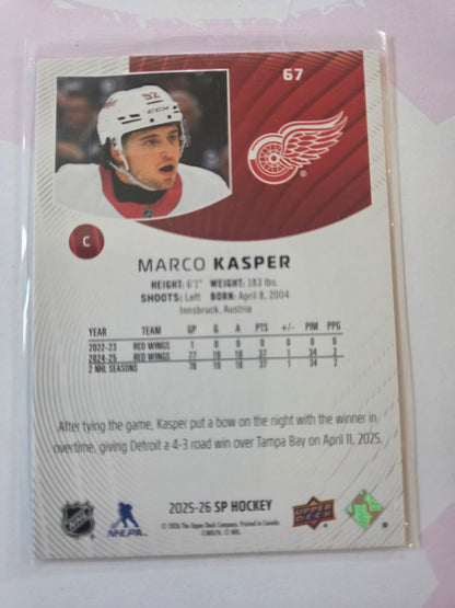 Marco Kasper SP Hockey #67 [Detroit Red Wings]