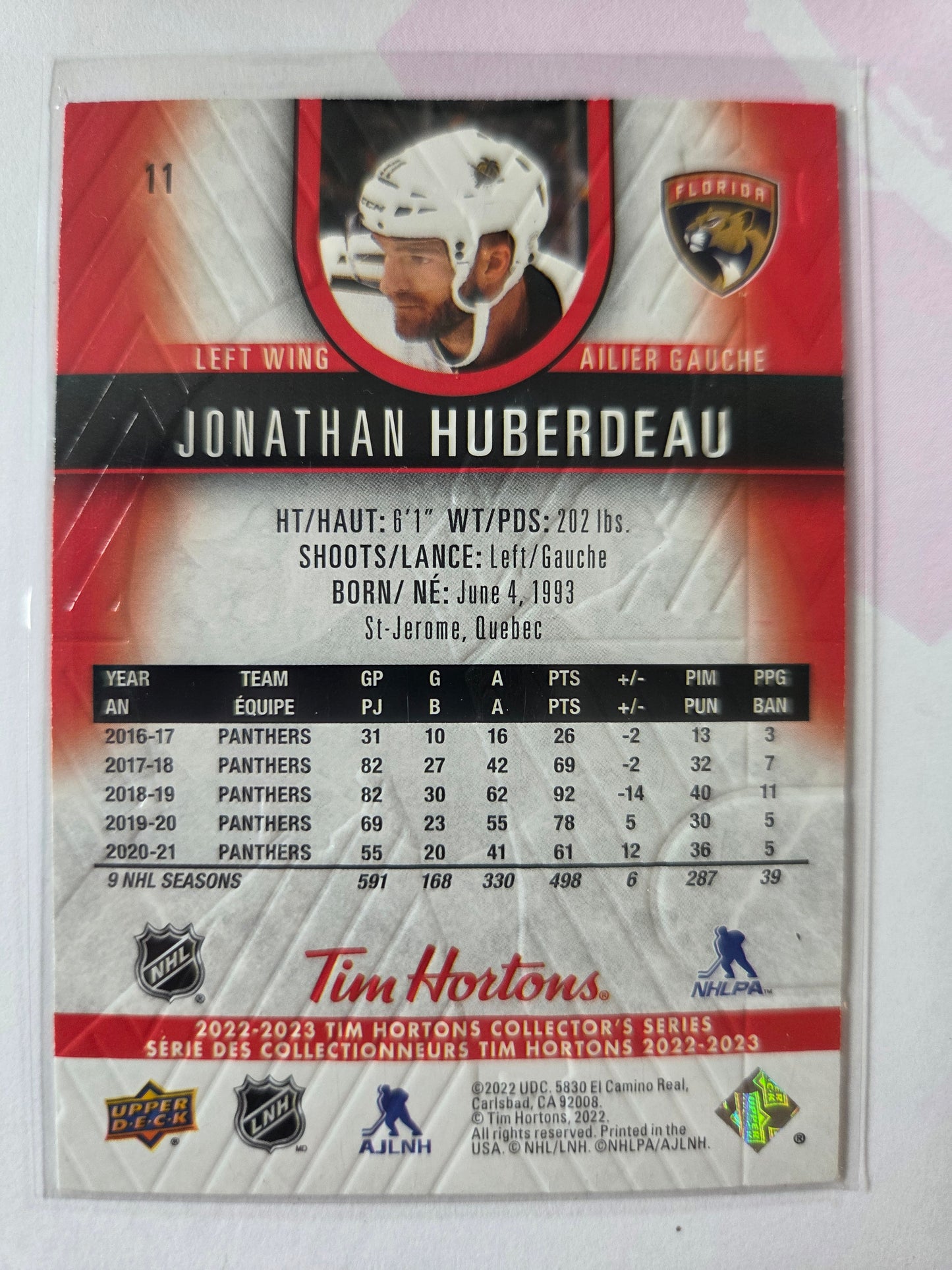 Jonathan Huberdeau Upper Deck Tim Hortons #11 [Florida Panthers]